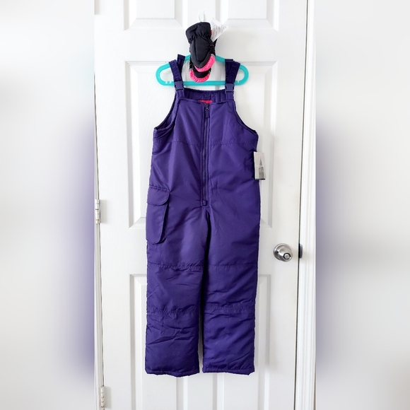 London Fog Kids Snow Bib with Snow Glove Size 7/8 - Picture 1 of 7